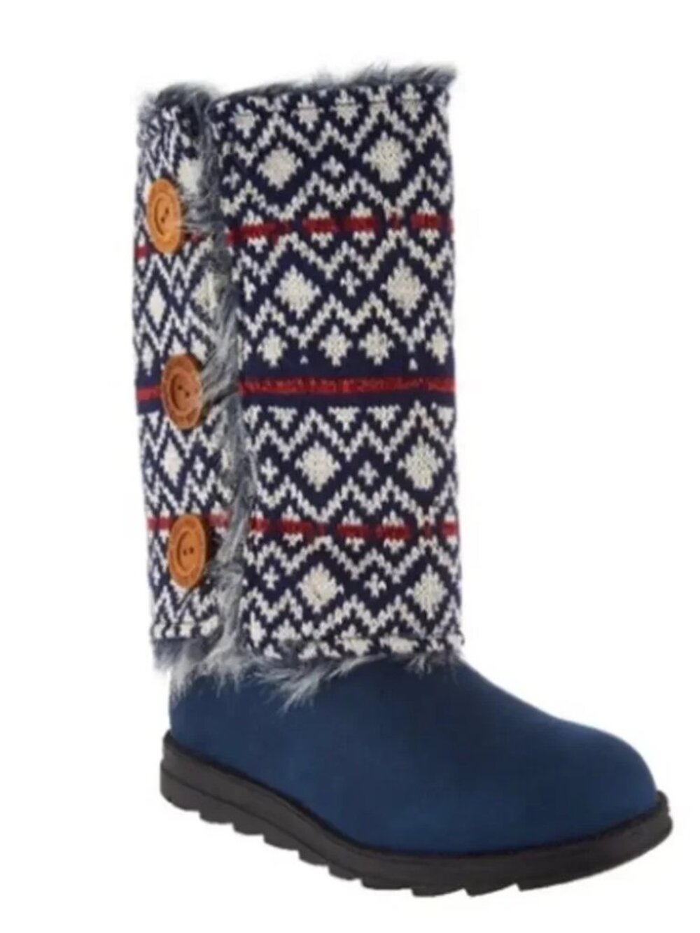 MukLuks Andrea Boots Reversible Covers Women's Sz 6 Sweater Fair Isle Faux Fur